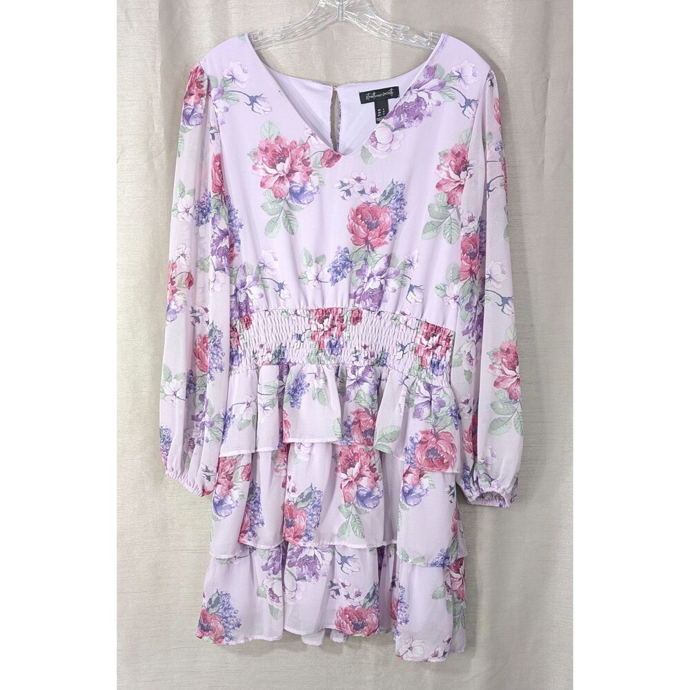 Streetwear Society Floral Mini Dress Size LARGE V-neck Tiered Feminine Fairycore